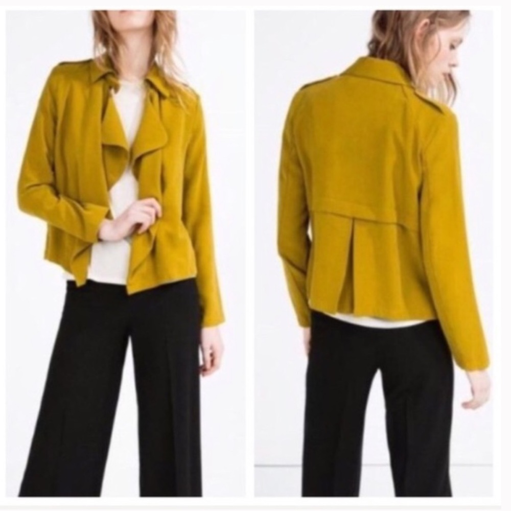 Zara Mustard Yellow Flowing Lapels Blazer